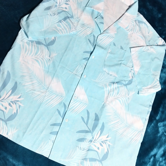 Blue and White Floral Pajama Set - Picture 1 of 5